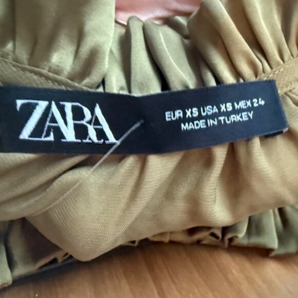NWT Zara Satin Grecian Style Slip Dress in Army Green - Size Women's XS - Picture 4 of 5